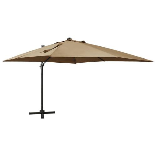 Parasol flottant avec mât et éclairage LED 300 cm taupe, Jardin & Terrasse, Accessoires mobilier de jardin, Neuf, Enlèvement ou Envoi