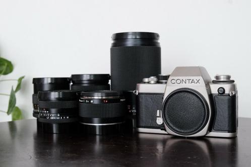 Contax S2 met T* lenzen set, TV, Hi-fi & Vidéo, Appareils photo analogiques, Comme neuf, Fuji, Enlèvement ou Envoi