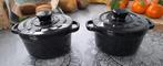 2 zwarte SMEG cassolettes (12x7cm), Huis en Inrichting, Keuken | Potten en Pannen, Ophalen of Verzenden, Zo goed als nieuw, Overige materialen