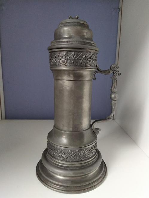 Antieke decoratieve tinnen pot, Antiek en Kunst, Antiek | Tin, Ophalen of Verzenden
