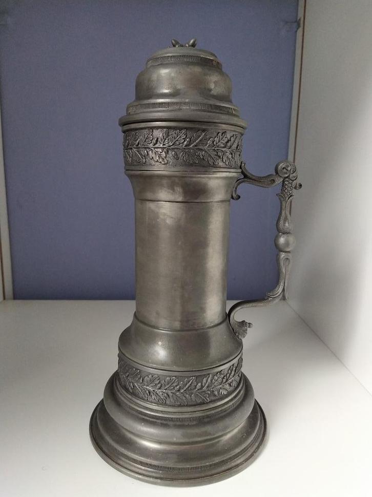 Antieke decoratieve tinnen pot, Antiek en Kunst, Antiek | Tin, Ophalen of Verzenden