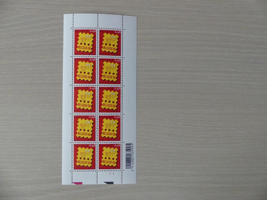 2006:  Feuillet avec Logo Belgica 2006 : 10x timbre 3527, Timbres & Monnaies, Timbres | Europe | Belgique, Non oblitéré, Europe