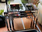 Set vintage tafeltjes  (chrome/rookglas/70’s), Ophalen, Minder dan 45 cm, Minder dan 55 cm, Zo goed als nieuw