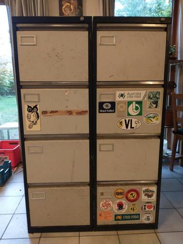 Vintage metalen archiefkasten, Huis en Inrichting, Kasten | Roldeurkasten en Archiefkasten, Ophalen, Minder dan 50 cm, Gebruikt
