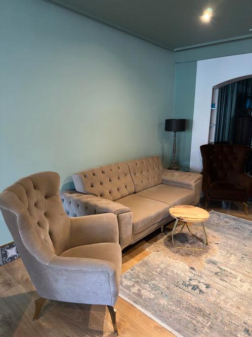 salonset in retro stijl – 3-delig, Huis en Inrichting, Zetels | Complete zithoeken, Zo goed als nieuw, Stof, Ophalen