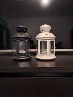 Wit en zwart windlicht van Ikea voor buiten, Tuin en Terras, Ophalen of Verzenden, Zo goed als nieuw, IJzer