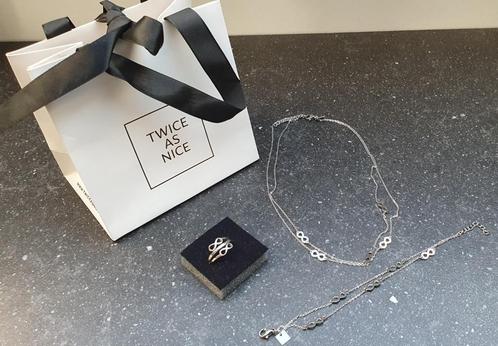 Twice As Nice Infinity setje - nieuw, Handtassen en Accessoires, Kettingen, Nieuw, Overige materialen, Grijs, Verstelbaar, Verzenden