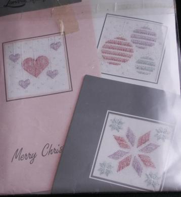Compleet borduurpakket voor 3 verschillende kerst kaarten beschikbaar voor biedingen