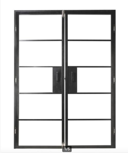 dubbele binnendeur ODILE steel look, Doe-het-zelf en Bouw, Deuren en Vliegenramen, Gebruikt, Binnendeur, Ophalen