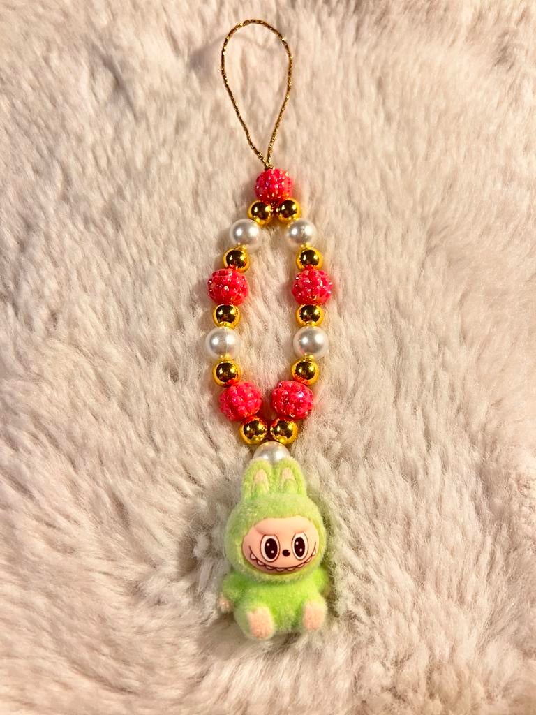 Groene Mini Labubu Sleutelhanger, Ophalen of Verzenden, Nieuw, Knuffel of Figuurtje