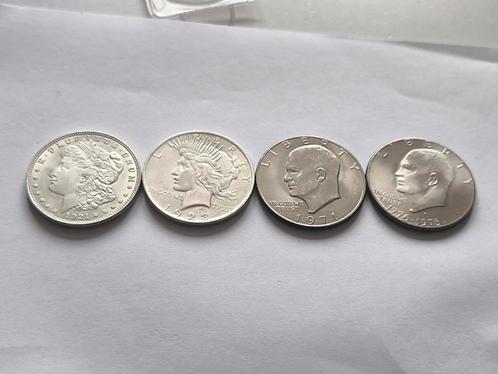4 pièces Américaines d'1 Dollar (1921,1923,1971,1976), Postzegels en Munten, Munten | Amerika, Zilver, Ophalen of Verzenden