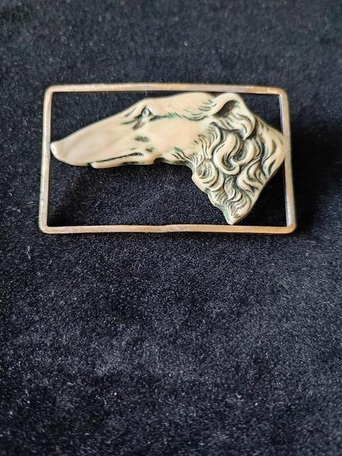 Uniek antieke Borzoi/Barzoi broche, Handtassen en Accessoires, Broches, Gebruikt, Overige materialen, Overige kleuren, 4 tot 7 cm
