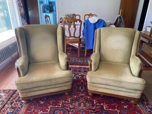 1-zit (2 stuks), Huis en Inrichting, Zetels | Zetels en Chaises Longues, Zo goed als nieuw, Hout, Stof, Ophalen