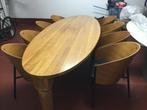 Tafel en 8 stoelen, Huis en Inrichting, Ophalen, Gebruikt, Vintage, 200 cm of meer