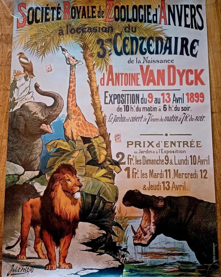 Poster van de dierentuin van Antwerpen (reproductie), Verzamelen, Posters, Zo goed als nieuw, Ophalen of Verzenden
