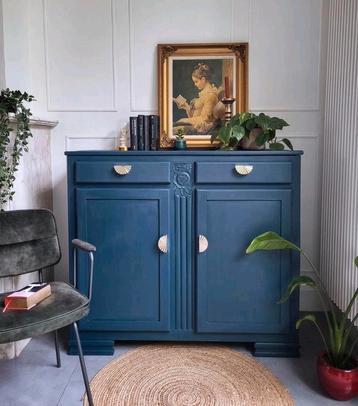 Vintage kast donkerblauw, Enlèvement ou Envoi, Comme neuf