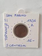 San marino 5 centesimi 1936 R TOPMUNTJE  !geres rene!, Postzegels en Munten, Munten | Europa | Euromunten, Ophalen of Verzenden