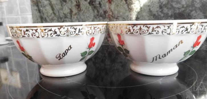 2 gepersonaliseerde porseleinen schalen van Limoges, Antiek en Kunst, Antiek | Porselein, Ophalen of Verzenden