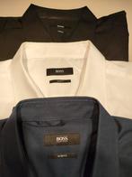 3 overhemden, wit, zwart of blauw, maat 44 slim fit, Boss, Kleding | Heren, Overhemden, Nieuw, Blauw, Halswijdte 43/44 (XL), Ophalen of Verzenden