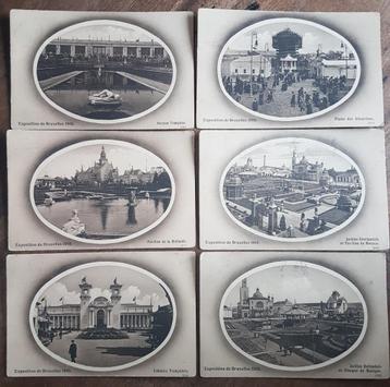 6x Postkaart Brussel Expositie Brussel 1910 beschikbaar voor biedingen