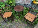 Antiek houten klaptafeltje met 2 hoekstoelen, Ophalen