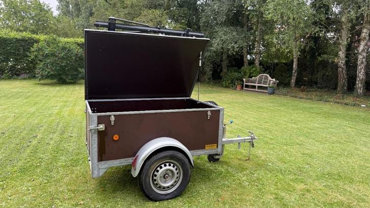 Bagageaanhanger met deksel en fietshouder, Auto diversen, Aanhangers en Bagagewagens, Zo goed als nieuw, Ophalen