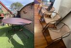 Table et 4 fauteuils de jardin, Huis en Inrichting, Tafels | Eettafels, Rond, Gebruikt, Metaal, Ophalen