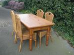 tafel met 4 rieten stoelen, Maison & Meubles, Tables | Tables à manger, 100 à 150 cm, Rectangulaire, 50 à 100 cm, Enlèvement