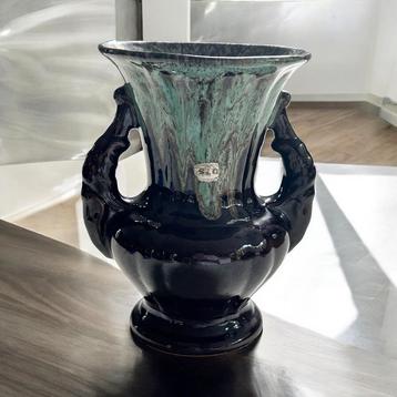 Art deco keramiek turquoise vaas 1940-1950, Antiek en Kunst, Ophalen of Verzenden
