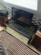 Glazen salon tafel met prachtig houten onderstel, Antiek en Kunst, Antiek | Tv's en Audio, Ophalen