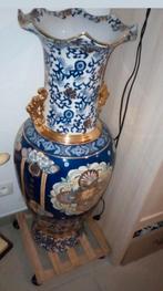 Sublime grand vase decoratif bleu azur floral 1m de hauteur, Antiquités & Art, Enlèvement ou Envoi