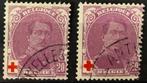 Nr. 131 x 2. 1914. Gest. Albert I. Rood kruis. OBP: 31,00 eu, Timbres & Monnaies, Timbres | Europe | Belgique, Avec timbre, Affranchi