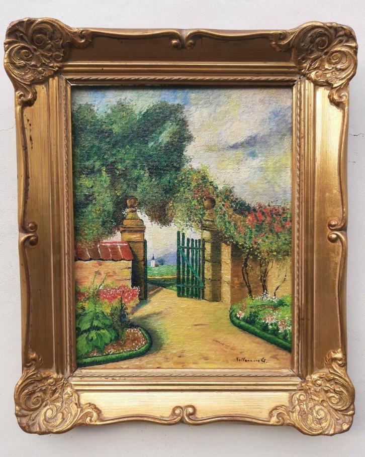Huile sur panneau signée Tollenaere G. 43 x 53, Antiek en Kunst, Kunst | Schilderijen | Klassiek, Ophalen of Verzenden