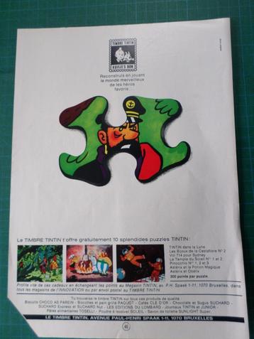 Tintin - puzzles timbre tintin - publicité papier - 1971, Enlèvement ou Envoi, Tintin, Utilisé, Autres types