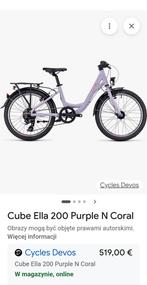 Meisjesfiets Cube Ella 200 Purple N Coral 20 inch, Ophalen of Verzenden, Cube