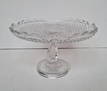 Diamond ruitdesign taartschotel geperst glas jaren 1930
