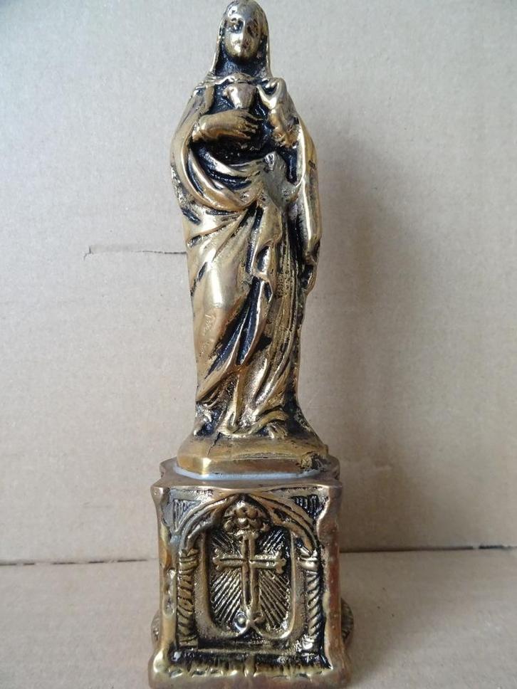 Antiek Mariabeeld MariabeeldjeTurkije 19cm koper of messing, Antiek en Kunst, Antiek | Religieuze voorwerpen, Ophalen of Verzenden