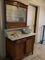 Commode kaptafel met spiegel +marmeren blad antiek brocante, Antiek brocante, Comme neuf, 100 à 150 cm, Bois