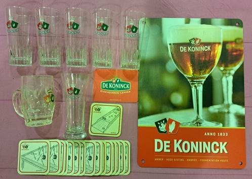 De Koninck, lotje glazen en reclame plaat., Verzamelen, Biermerken, Zo goed als nieuw, Reclamebord, Plaat of Schild, De Koninck