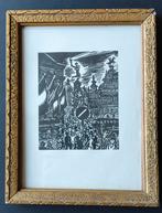 Houtsnede Frans Masereel – Grote Markt van Antwerpen, Ophalen of Verzenden