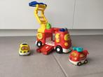 VTech brandweerwagen met 2 autootjes, Kinderen en Baby's, Speelgoed | Vtech, Ophalen of Verzenden, Zo goed als nieuw