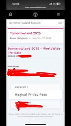 Tomorrowland tickets magical friday weekend 1 18/07, Overige typen, Twee personen, Juli