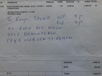 Sauna te koop beschikbaar voor biedingen