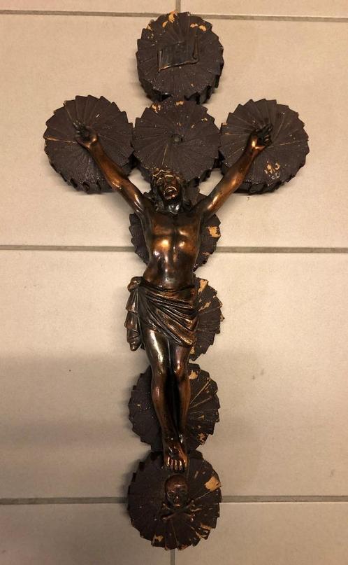 Groot Speciaal Kruis met Grote Christus, Antiek en Kunst, Antiek | Religieuze voorwerpen, Ophalen of Verzenden