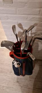 Vintage Lacoste golfbag met 10 sticks van Lynx en Daiwa, Sport en Fitness, Golf, Gebruikt, Ophalen