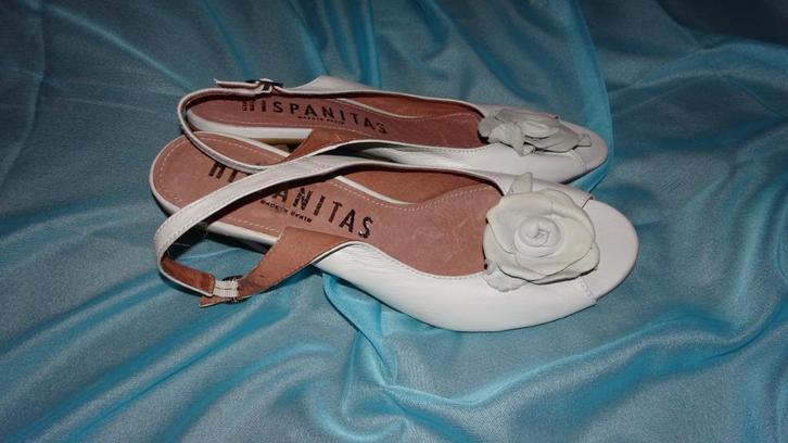 Hispanitas witte sandalen met hak en bloem, Kleding | Dames, Schoenen, Nieuw, Sandalen of Muiltjes, Wit, Verzenden