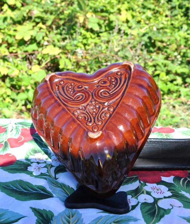 moule a gateau pudding terre cuite emaillée coeur, Antiek en Kunst, Antiek | Keramiek en Aardewerk, Ophalen of Verzenden