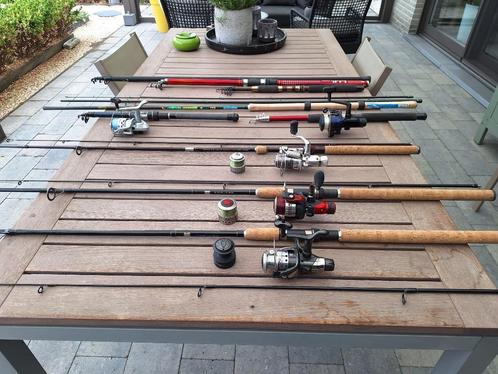 Lot werphengels met en zonder molen, Watersport en Boten, Hengelsport | Algemeen, Gebruikt, Complete hengel, Ophalen