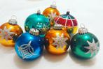 Set van 7 grote, glazen, vintage kerstballen