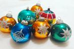 Set van 7 grote, glazen, vintage kerstballen, Gebruikt, Ophalen of Verzenden